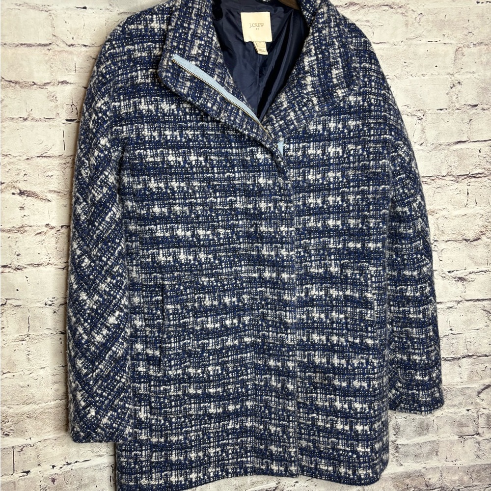 Size 4 JCREW city coat blue tweed style - Picture 4 of 10